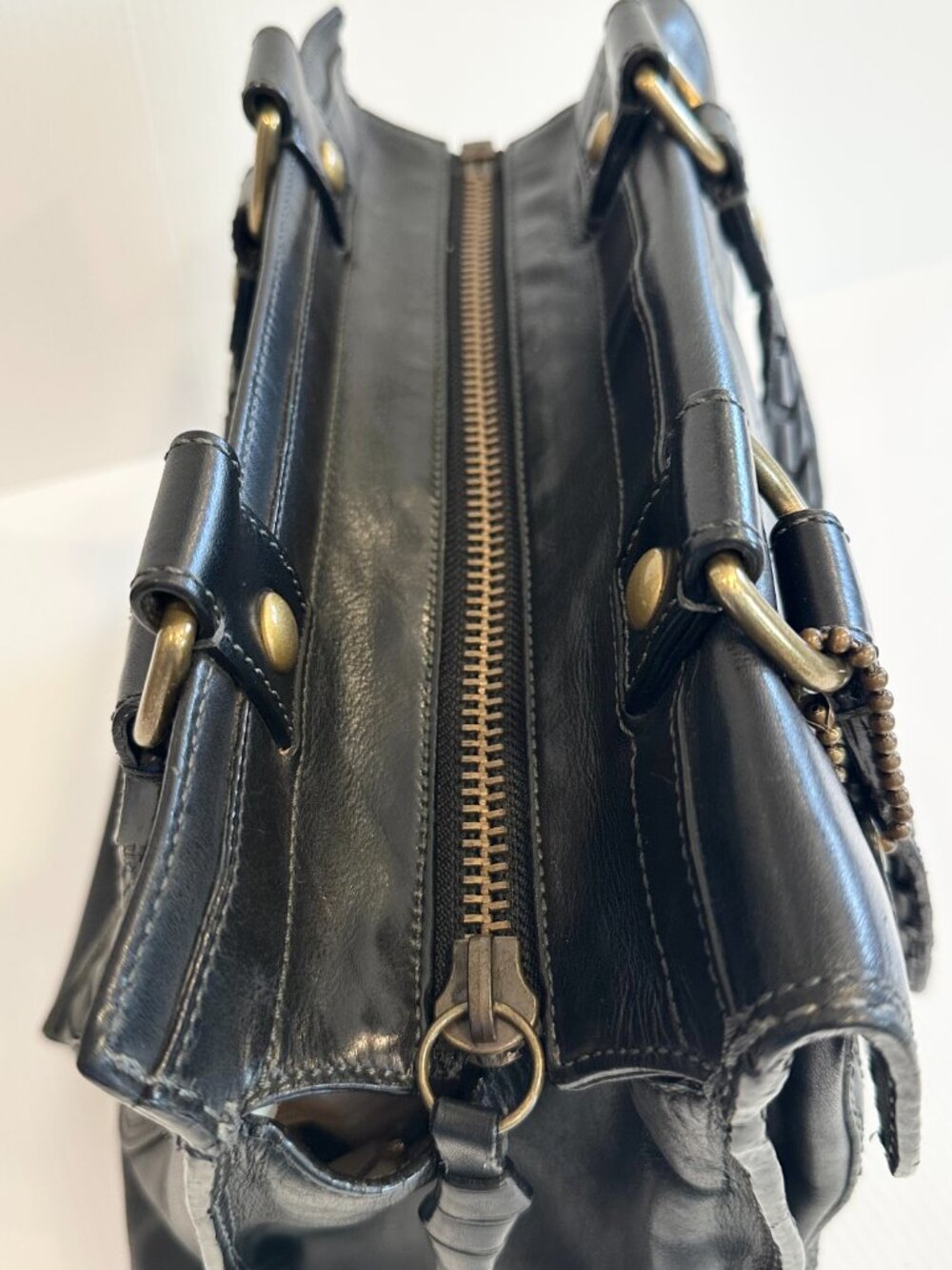 Coach Black Leather Shoulder Bag with Coin Pouch - Picture 8 of 16